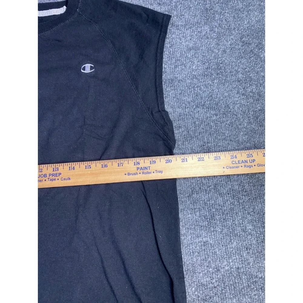 Champion Activewear Top Mens Large Black Solid Authentic Fit Crew Neck Pony Logo